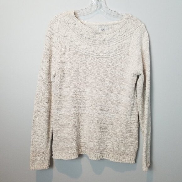 Croft & Barrow Cream  Chenille Boatneck Sweater M - Picture 1 of 10